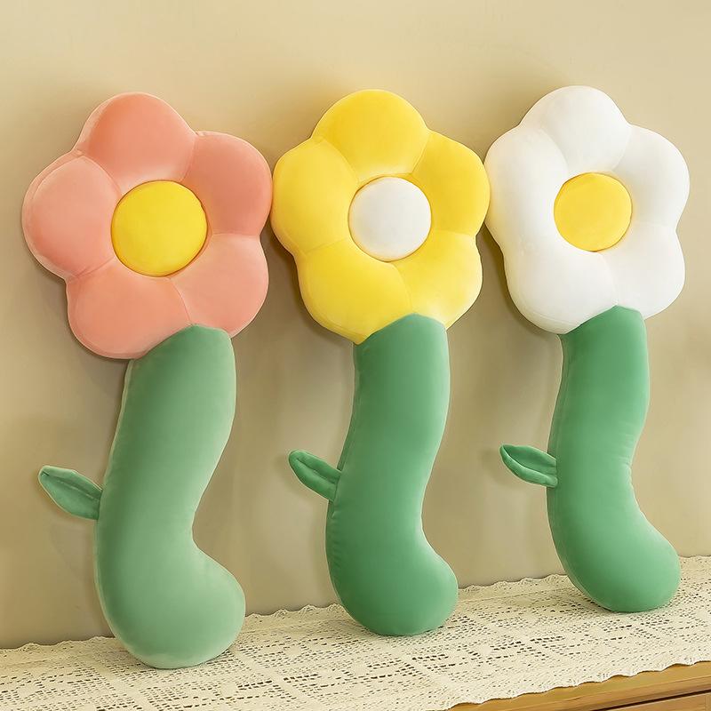 80cm Cartoon Plush Stuffed Flower Cute Children's Pillow Long Pillow Birthday Gift Kawaii Home Decoration Pendant Cushion