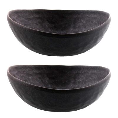 Tableware East Tigelas Ovais Japonesas, Preto Fumado, Conjunto de 2, Conjunto de Jantar, Pratos, Tigelas Grandes, Tigelas de Arroz