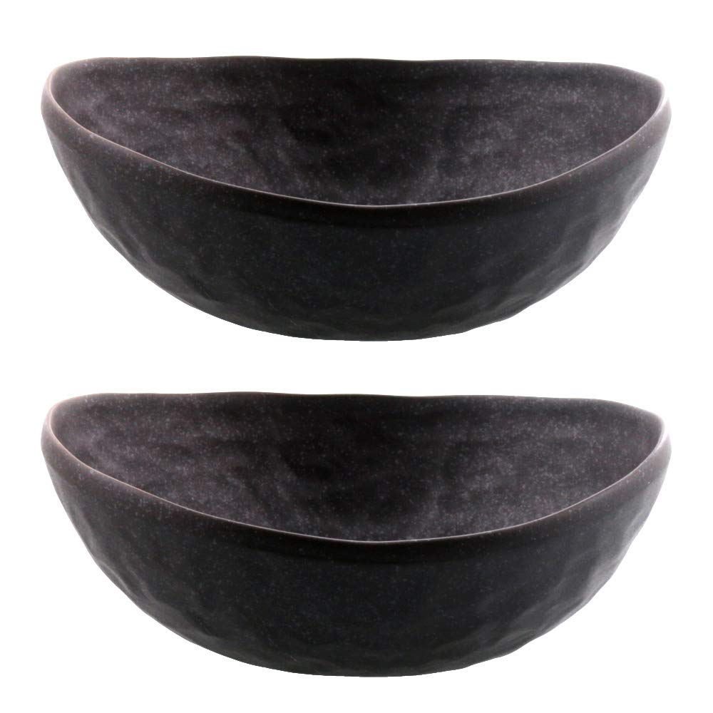 

Tableware East Japanese Oval Bowls, Black Smoked, Set of 2, Dinnerware Set, Plates, Large Bowls, Rice Bowls
