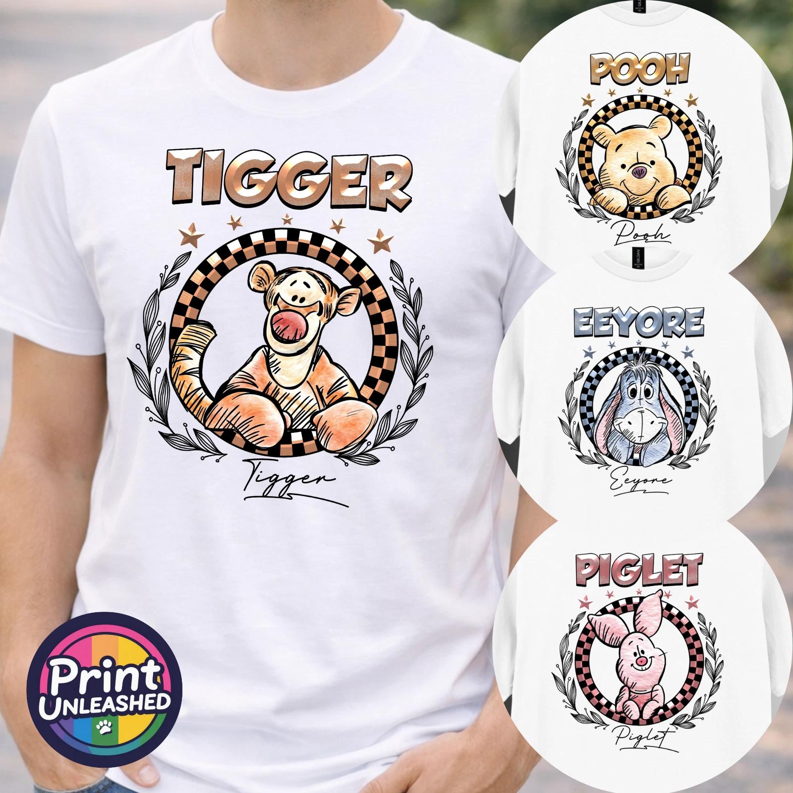 Pooh Tigger Eeyore Piglet T-Shirt Gildan 100% Cotton Adult Kids Birthday Gift M