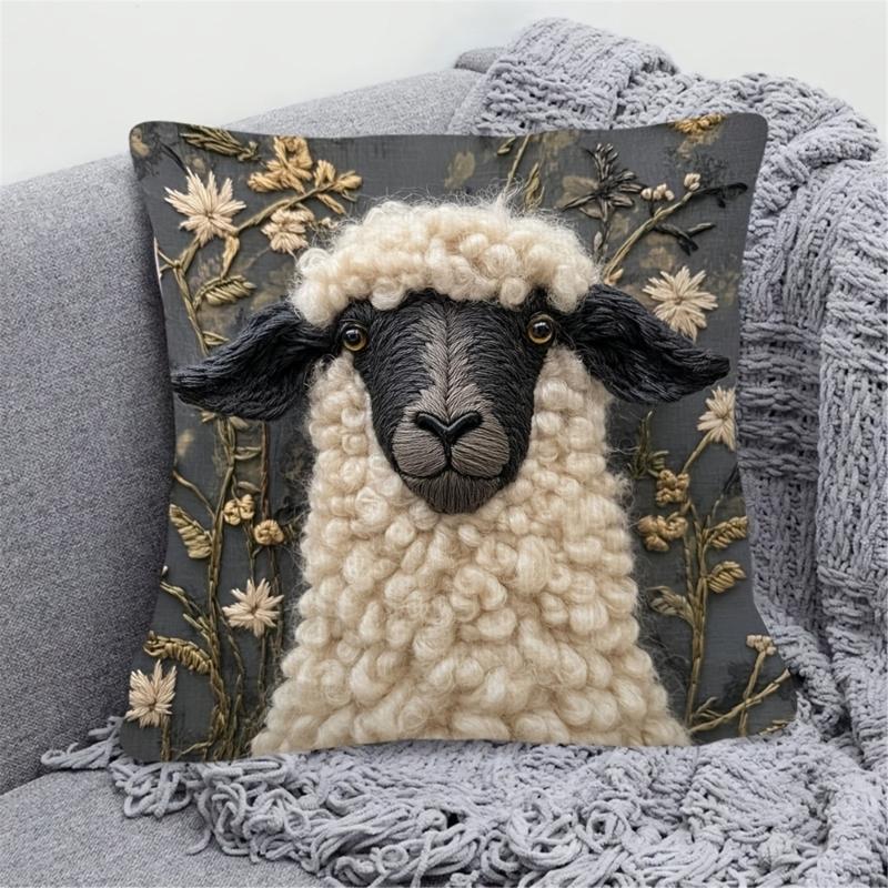 Taie d'oreiller et housse de coussin en lin respirant avec motifs alpagas Lavable Confortable Décoration de maison Cadeau