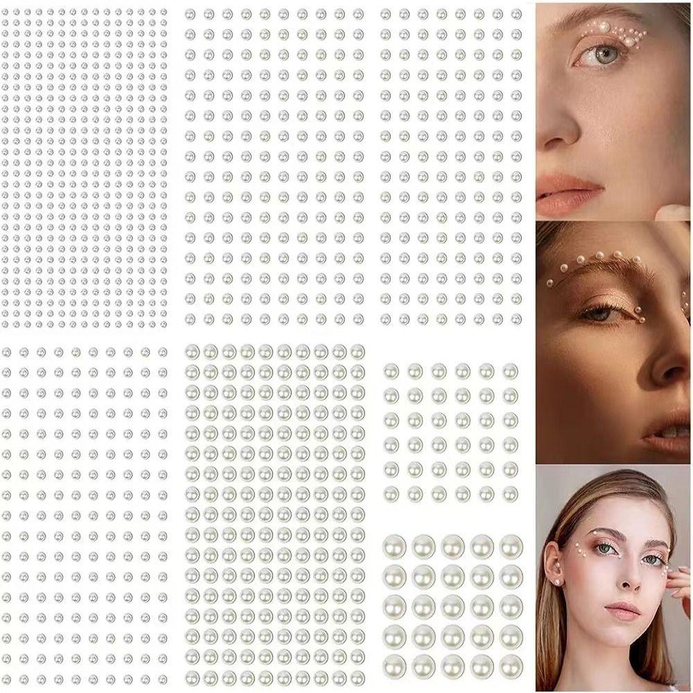 Self Adhesive Flatback Pearl Stickers Limitation Pearls Eyebrow Eyeshadow Decals Hair Face Makeup
