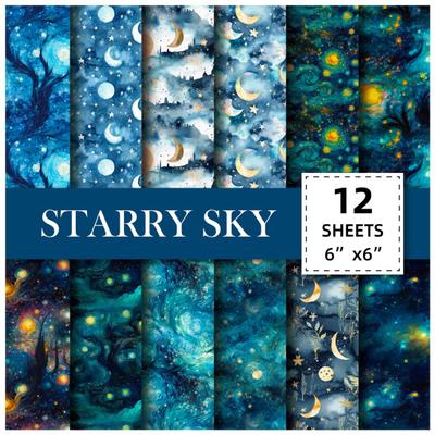 12Pcs Vintage Astrology Scrapbook Paper Rich Style Non-fading DIY Crafts Journaling Diary Scrap Paper