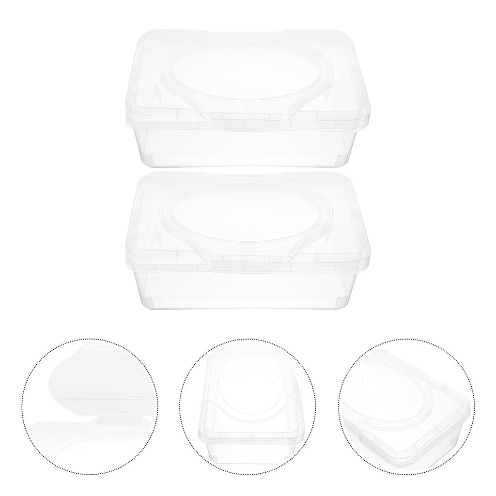 2 Pcs Napkin Box Baby Wipes Diapers Wet Container Pp Reusable Dispenser Refillable