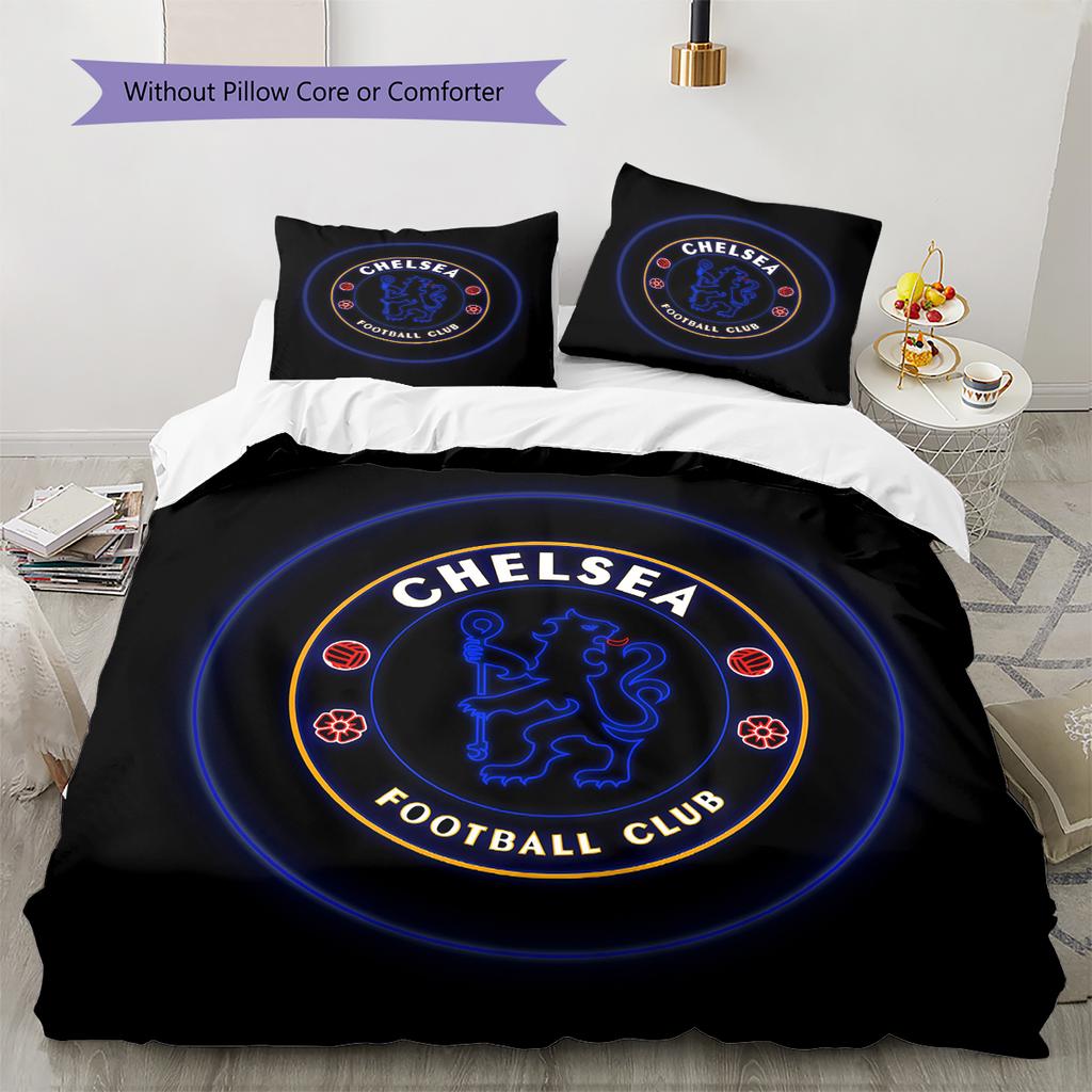 Chelsea FC Pattern Bedding Home Decoration Birthday Gift (1 * Duvet Cover + 2 * Pillowcase, Without Core)