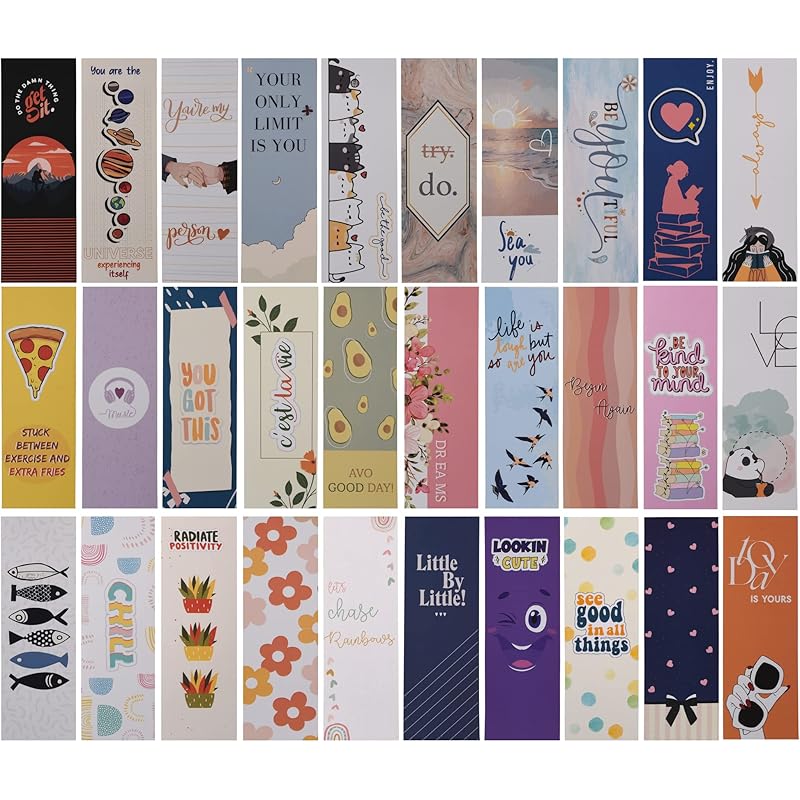 Papboo Designer Bookmarks Set of 30, Design- 1 - Specially Designed for Book, Artcard, Matte Finished,NO Repeat Designs,