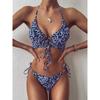 Sexy High Cut Leopard Bikini Women Thong Swimwear Female Swimsuit Two-pieces Bikini set Lace Up Bather Bathing Suit Swim Lady