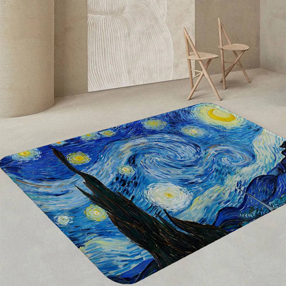 World Famous Painting Art Category Floor Mat Retro Multiple Choice Living Room Kitchen Rug Non-Slip Modern Home Decor