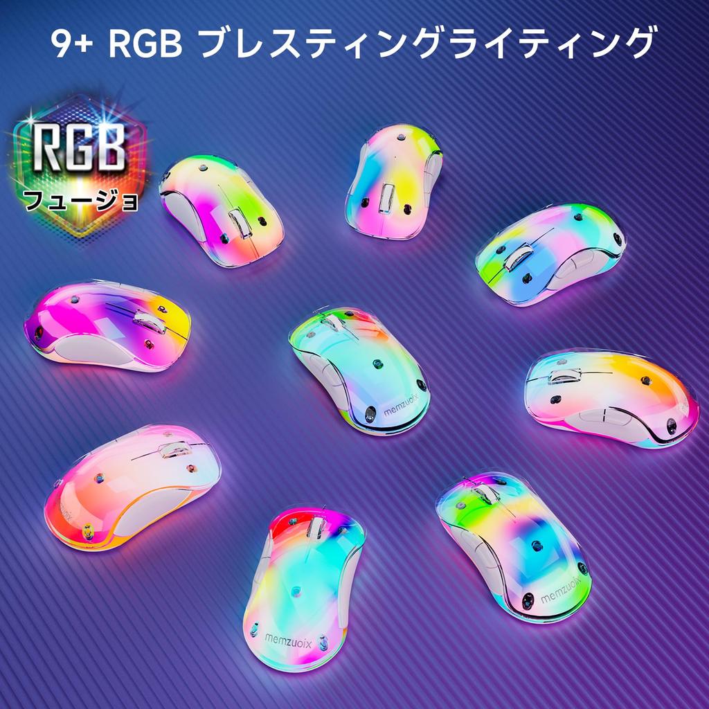 Memzuoix Wireless Mouse with RGB 1200 5 USB Receiver Compatible with Blue 2.4G LED, Rechargeable, Ergonomic, DPI, Optical, Buttons, Portable,