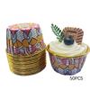 50pcs Bohemian-Print Muffin Cups Aluminium Foil Cupcake Cases Heat Resistant Baking Cup Disposable Cake Pan For Home Kitchen