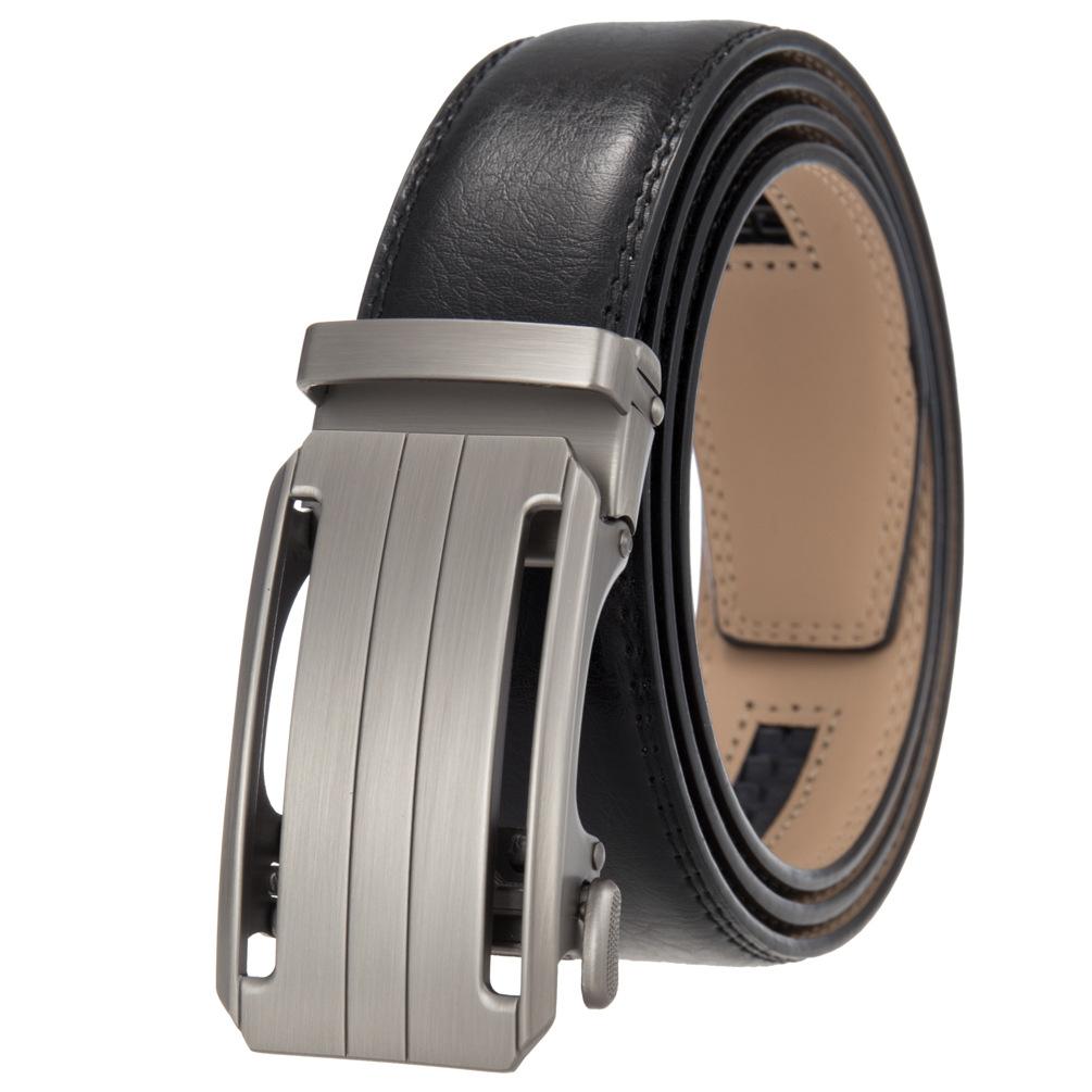 1Pcs Fashion Automatic Buckle Belt, Men'S Belt, Two-Layer Cowhide, Belt Belt Ly36-35409-1