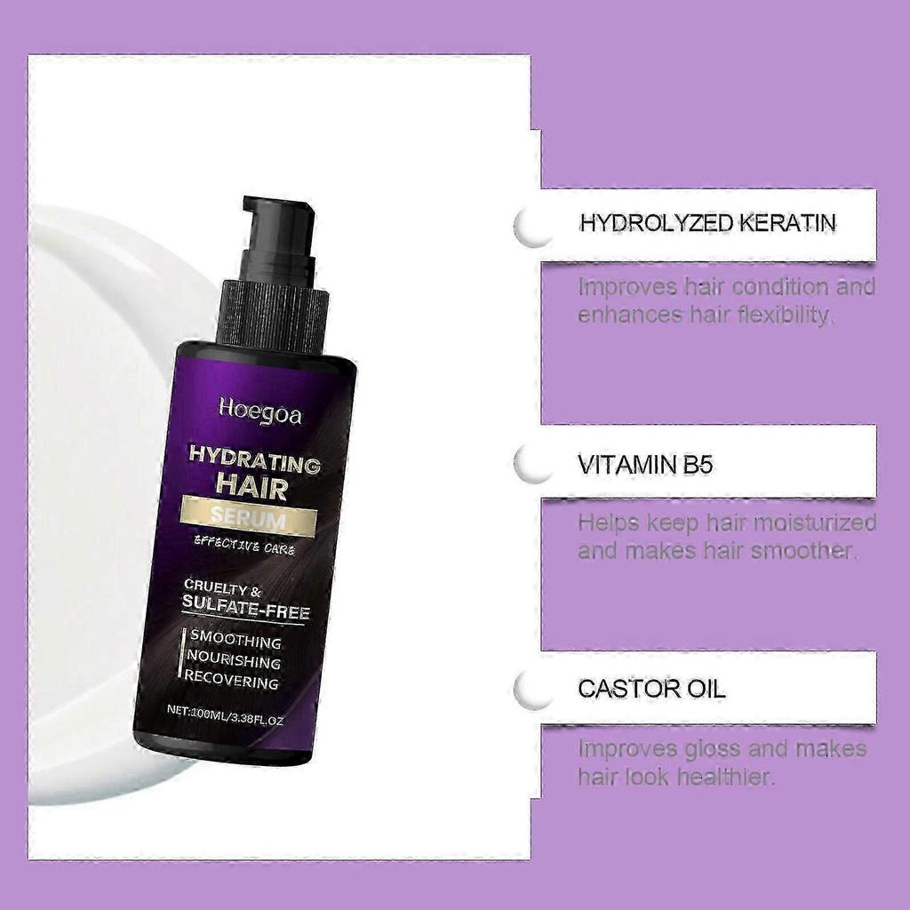Anti-Frizz Haarserum für krauses, trockenes & geschädigtes Haar - Keratin-Haarbehandlung mit Rizinusöl, Rosmarinöl, nährt und repariert Haar, Hitzeschutz