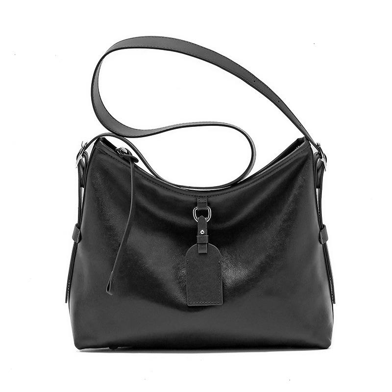 

Сумка из коровьей кожи женская новая ленивая сумка-тоут большой вместимости женская кожаная простая дорожная на плечо мессенджер чёрный