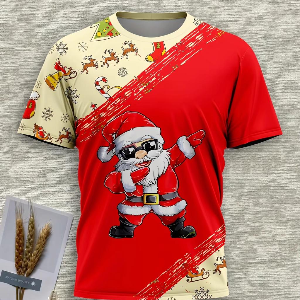 Funny 3D Merry Christmas Print Kids Clothes Casual Short Sleeve T Shirts for Boys Girls 2-14Y Xmas Gift for Children Top