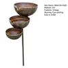Metal Bird Bath Rustic Vintage Rain Catcher Garden Stake with 3-Tiered Bath Bowls Outdoor Bee Watering Station for Outside