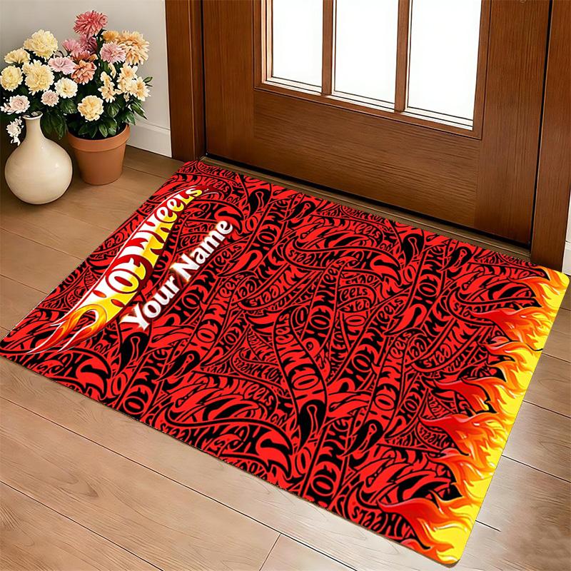 Custom Name Hot Wheels Carpet Rug for Bedroom Living Room Home Sofa Decoration,Playroom Sofa Office Home Decor Game Large Decor Floor Mat