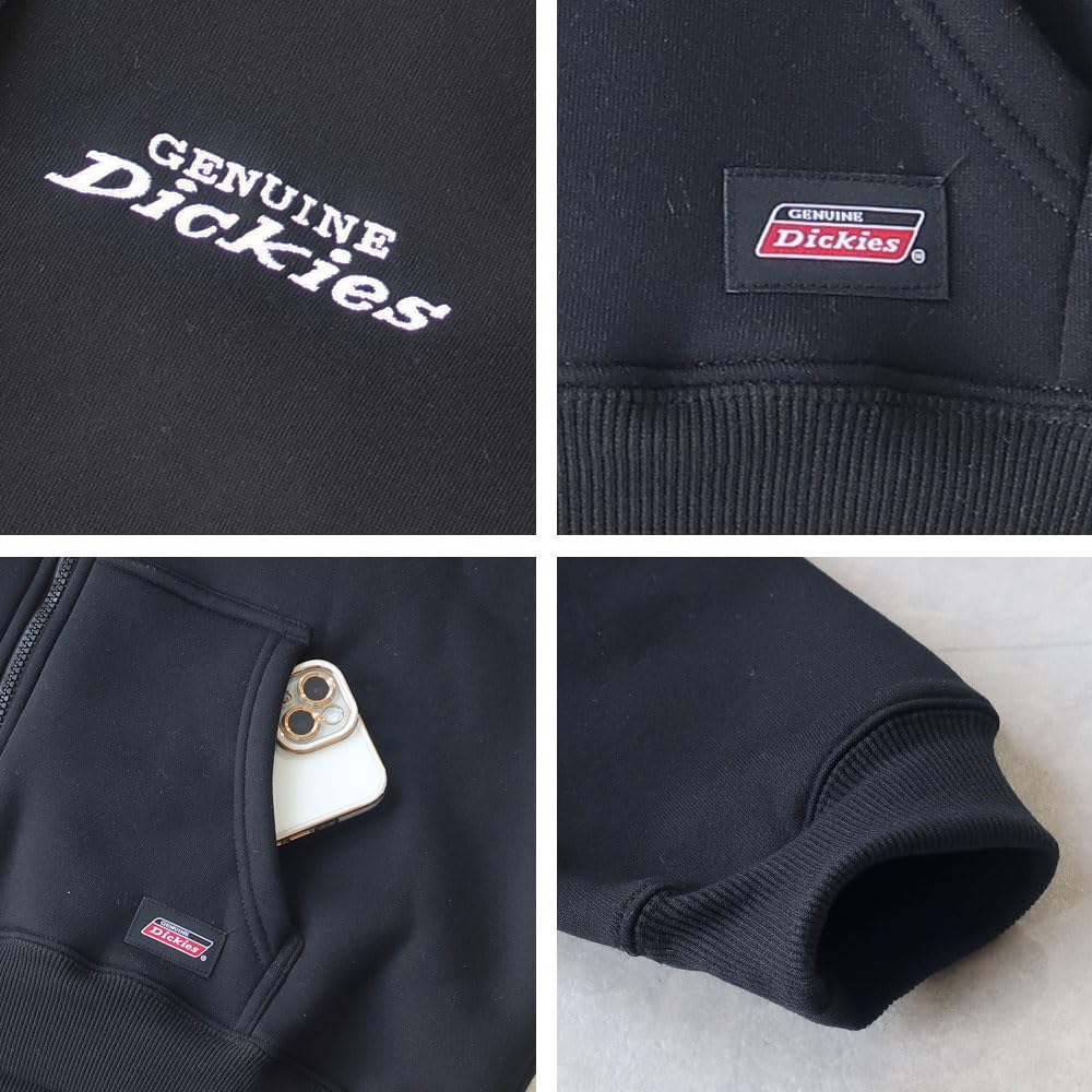 Men's Dickies Zip Hoodie, Fleece-Lined, Long Sleeve, Sizes M, L, XL, 10001730 (M, Black)