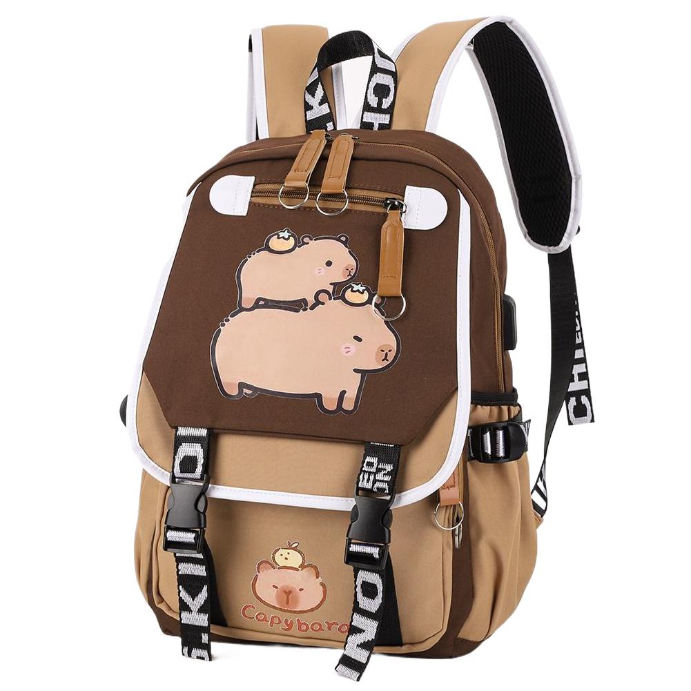 Capybara Backpack with 1 Main Compartment for Girls Boys Laptop Backpack Zipper School Bag Rucksack Gifts for Capybara Lovers