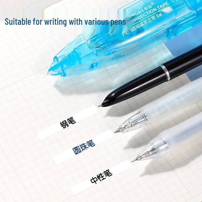 Portable Three-in-One Beige Push-Type Correction Tape with Replaceable Reinforced Core