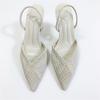 Fashion Brand Hollow Out Woven High Heels Women Summer Sandals Pointed Toe Breathable Light White Wedding Party Office Lady Dress Shoes