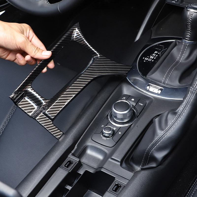ABS Carbon Fiber/Red For Mazda MX-5 ND 2016- Car Handbrake Panel Frame Central Media Button Cover Sticker Accessories