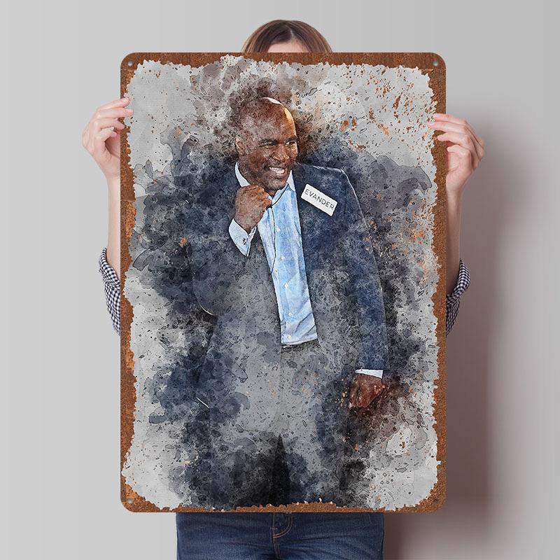 Evander Holyfield Boxer Metal Posters Custom Vintage Metal Signs Wall Art Tin Plaque for Man Cave Home Deco Bedroom Decoration