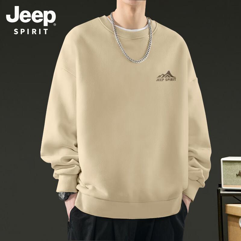 JEEP SPIRIT Men s Casual Long Sleeve Round Neck Sweatshirt L