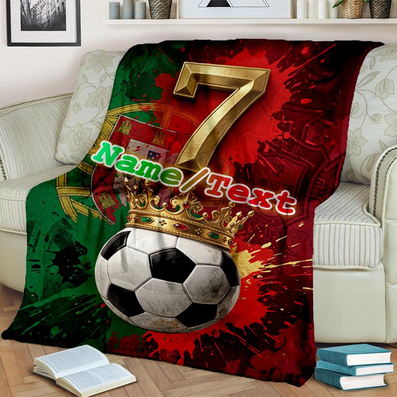 1PC Custom Name "Portuguese Soccer Legend" outdooor Flannel blankets Throw Blanket All-Season Throw Gift Bedspread for Couch, Bed, Camping Holiday Bir