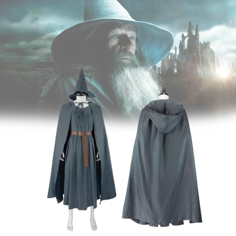 The Hobbit Gandalf Cosplay Costume With Cloak And Hat For Halloween Role Play