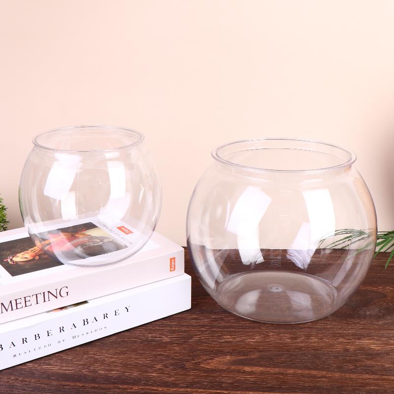 Transparentes rundes Zierfischglas Tragbares Goldfischglas Kleines Fischglas Haustier Kunststoff Leicht Schreibtisch Aquarium Schale Heimdeko
