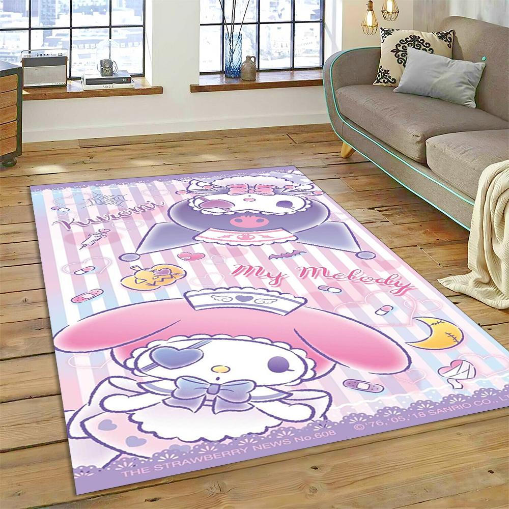 27 Style Cartoon Melody Melo Kawaii Sanrio Carpet Rug for Bedroom Living Room Home Sofa Decoration,kids Large Decor Floor Mat HD