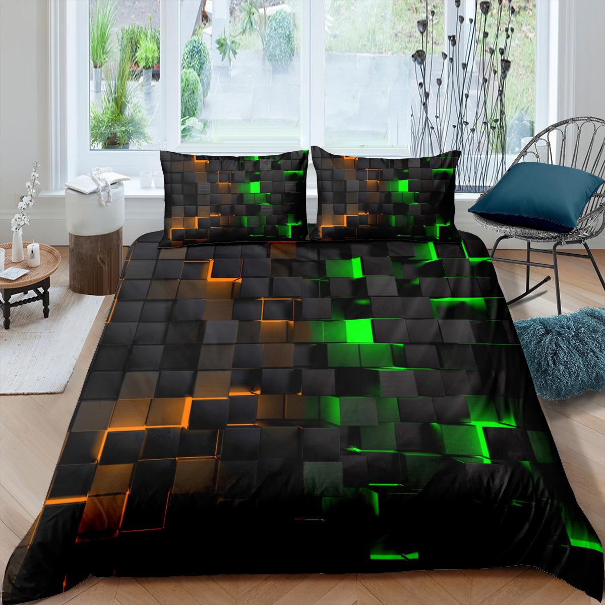 

Abstract Grid Series Three-Piece Set To Map Custom 3D Digital Printing Quilt Cover Bedding 135 * 200cm 50 * 80cm * 1 two-piece set