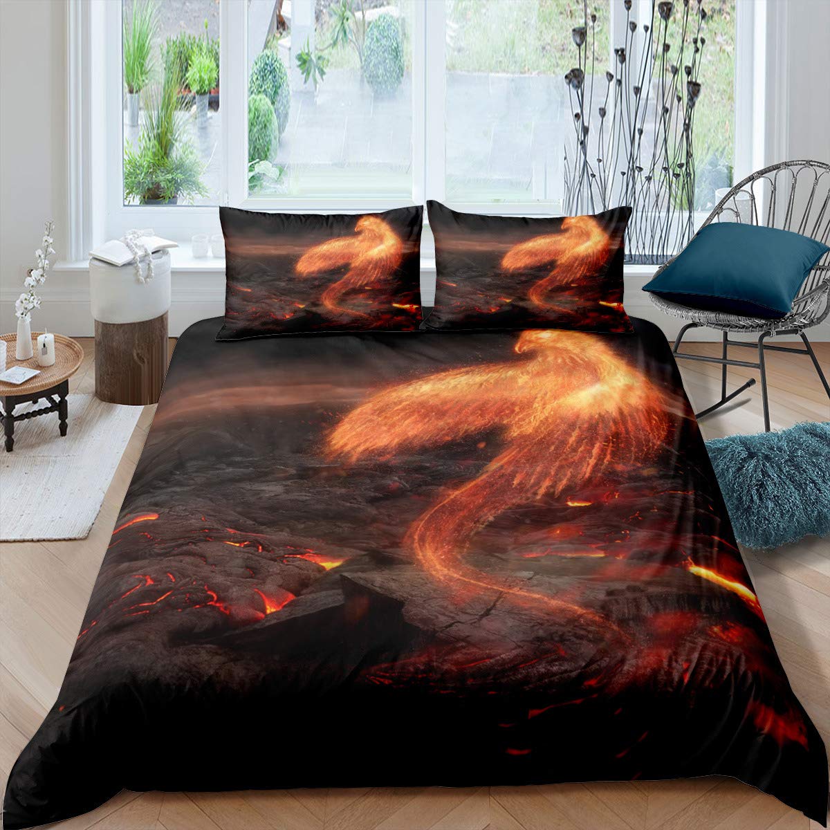 

Volcano King Queen Duvet Cover Volcanic Eruption Bedding Set Fire Mountain Comforter Cover Natural Scenery Polyester Quilt Cover EU single(135x200cm)