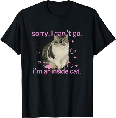 Maglietta Unisex con Umorismo Anti-Sociale per Gatti da Interno Mi dispiace, non posso venire, sono un gatto da interno