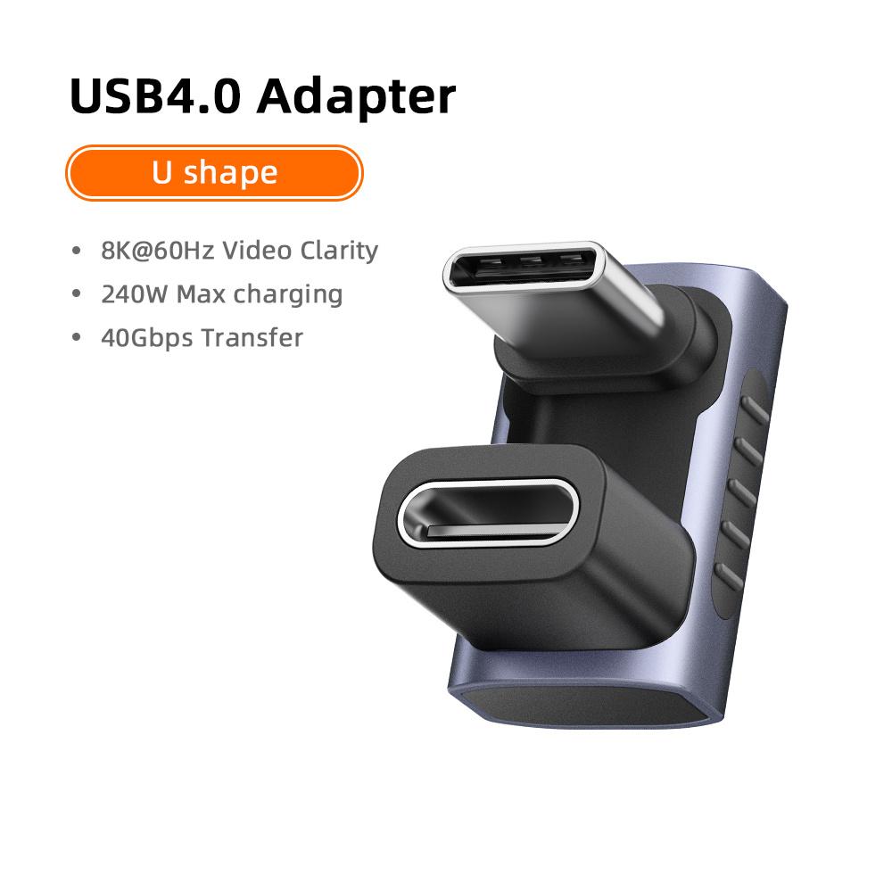 SUNKANDI USB4.0 40Gbps OTG Adapter 240W Fast Charging Converter 90-Degree USB Type-C Data Cable for MacBook Laptop Phone 8K60Hz