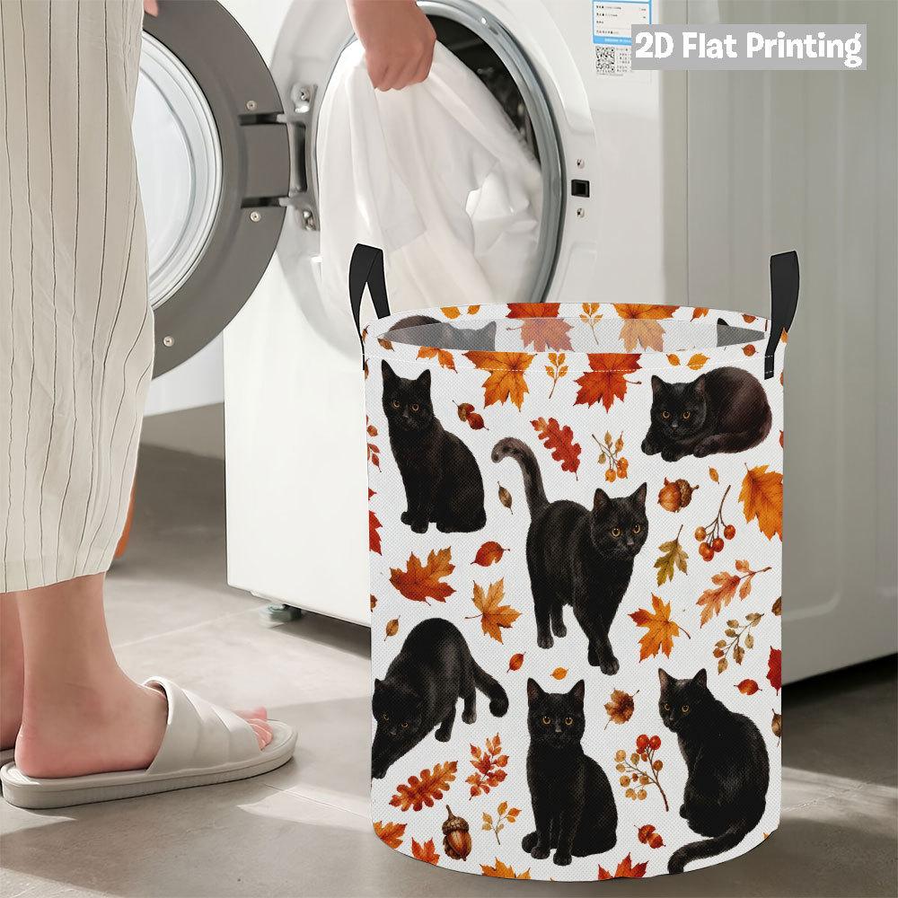 Collapsible Laundry Basket Large Round Waterproof Fabric Hamper Dirty Clothes Storage Bin Toy Organizer with Handles