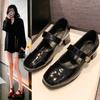 Fashion 2024 New Women's High Heels Fashionable Elegant Shallow Mouth Versatile Solid Color Buckle Thick Heel Women's Mary Jane Shoes