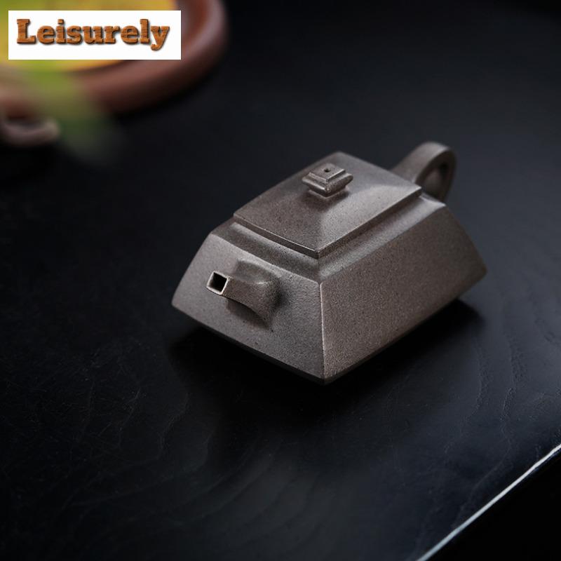 140ml Aesthetic Yixing Purple Clay Teapots Handmade Pot Raw Ore Steel Grey Section Mud Kettle Chinese Zisha Tea Set Tableware