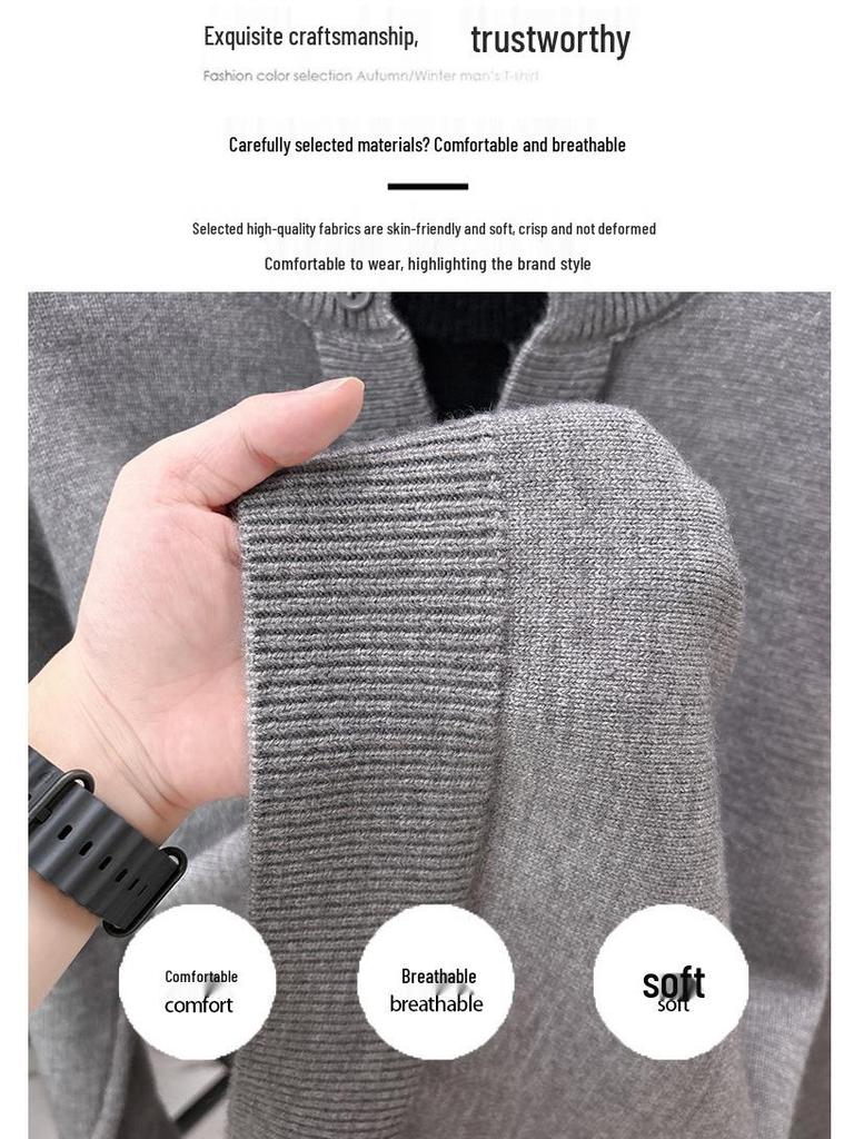 American Lazy Style Men's Patchwork Knitwear: Thick Warm Two-Piece Look Sweater for Autumn/Winter