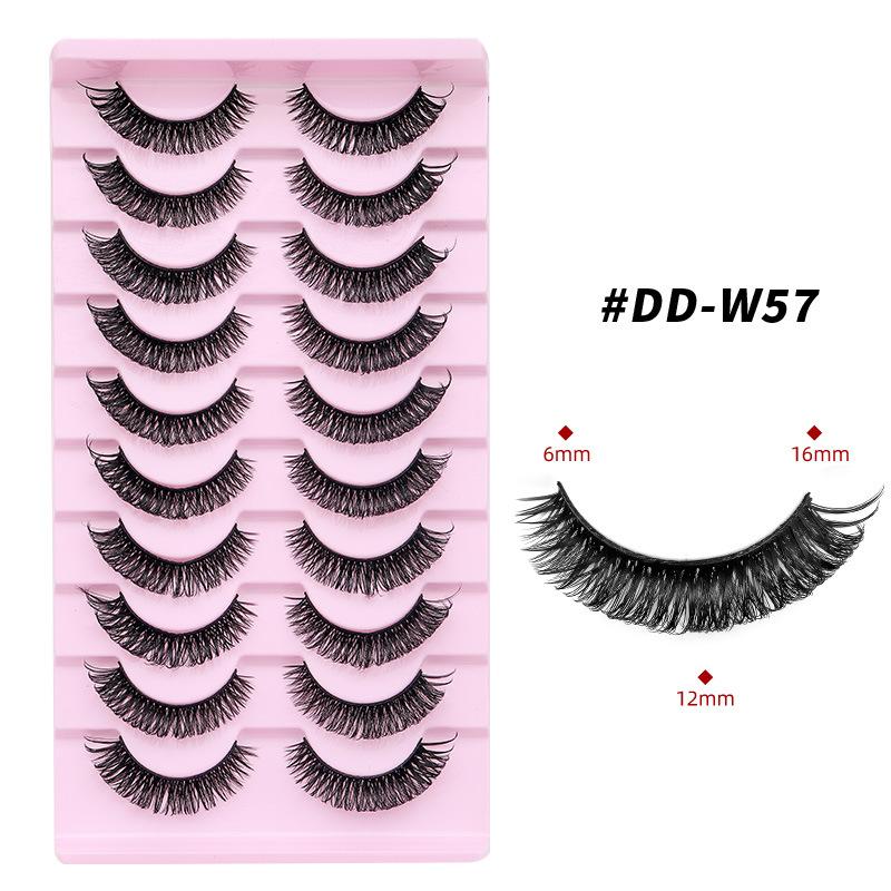 DD High Quality 3D Mink Fur Dense European American Cross-Border Eyelash Extensions Curled Russian False Eyelashes for As described&DD-W57