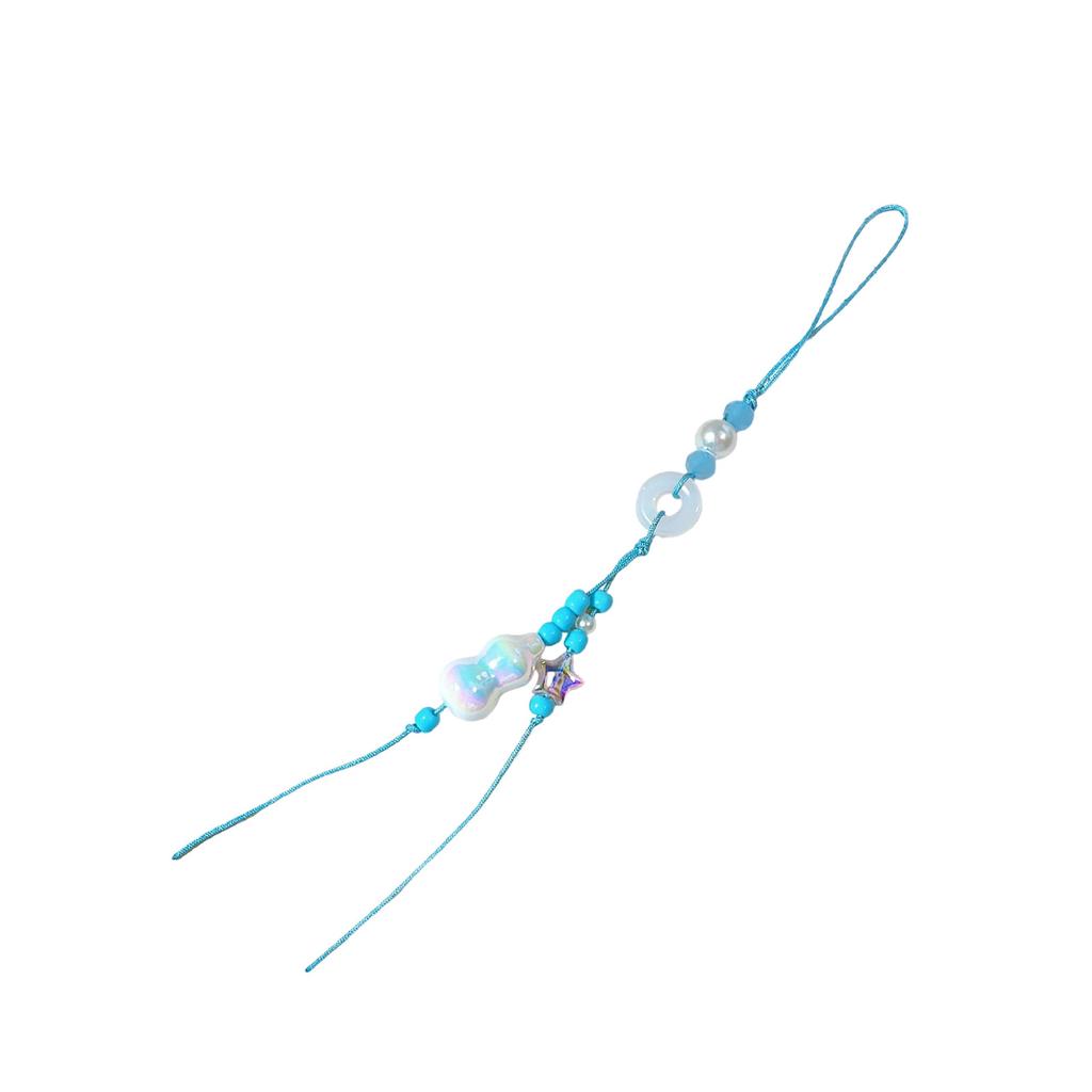 Handmade Lucky Gourd Charm Acrylic Bead Keychain for Phone Comfortable Braided Cord Key Chain Women Bag Decorations