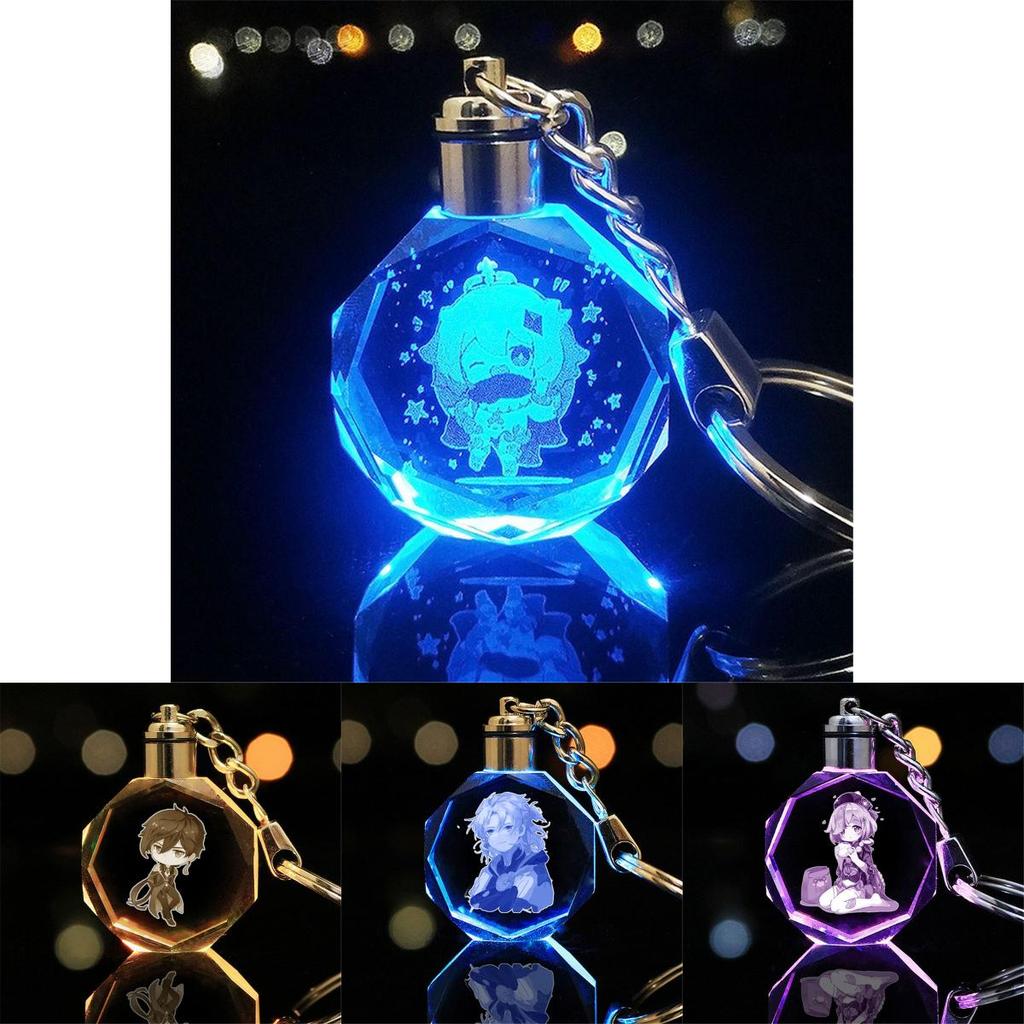 Elegant Genshin Impact Crystal Keychain With Stunning Led Colorful Light For All Occasions