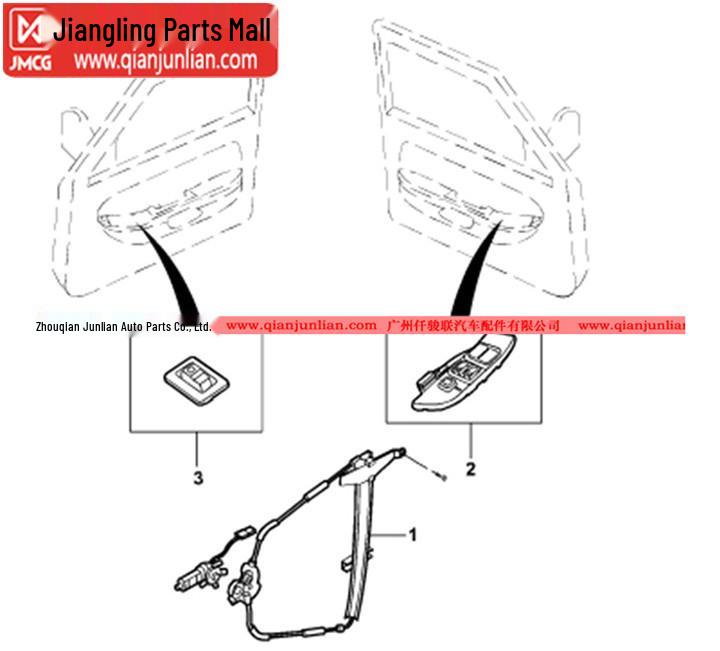 Jiangling Baodian Pickup Electric Front Door Window Regulator