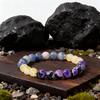 Blue Spot Stone Yellow Agate Purple White Dotted Agate Beaded Bracelet with Spacers Natural Fashion Jewelry for Men Women Daily Wear Gift