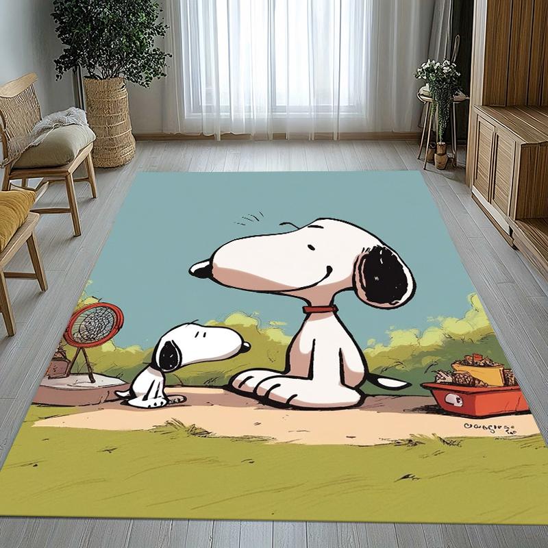 Cute Snoopy Dog Cartoon Living Room Non-Slip Area Rug Soft Carpet for Bedroom Kids Playroom Sofa,Home Decor Doormat Gift