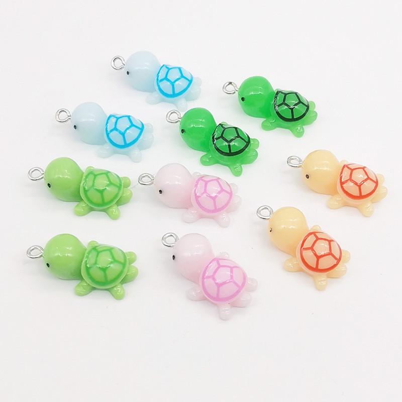 5pcs Cute Mini Fun Green Turtle Charms Animal Resin Pendant for Jewelry Making Accessories DIY Earrings Necklace Keychain