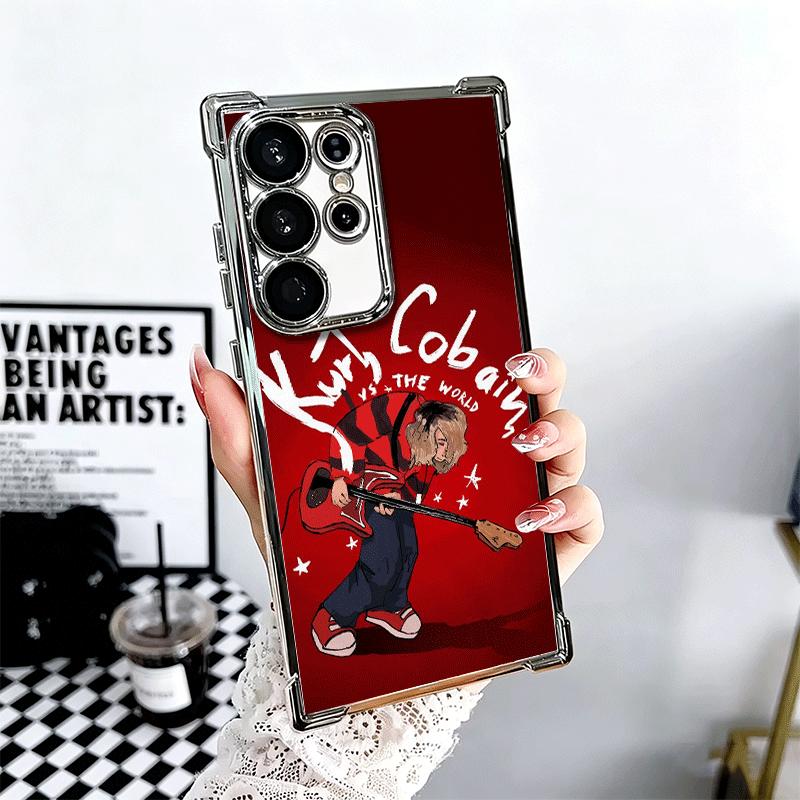 

Retro Singer Kurt Cobain Soft Phone Case For Samsung Galaxy S26 Ultra S25 Edge S24 FE S23 Plus S22 S21 + S20 Plating Anti-Fall F Samsung S24