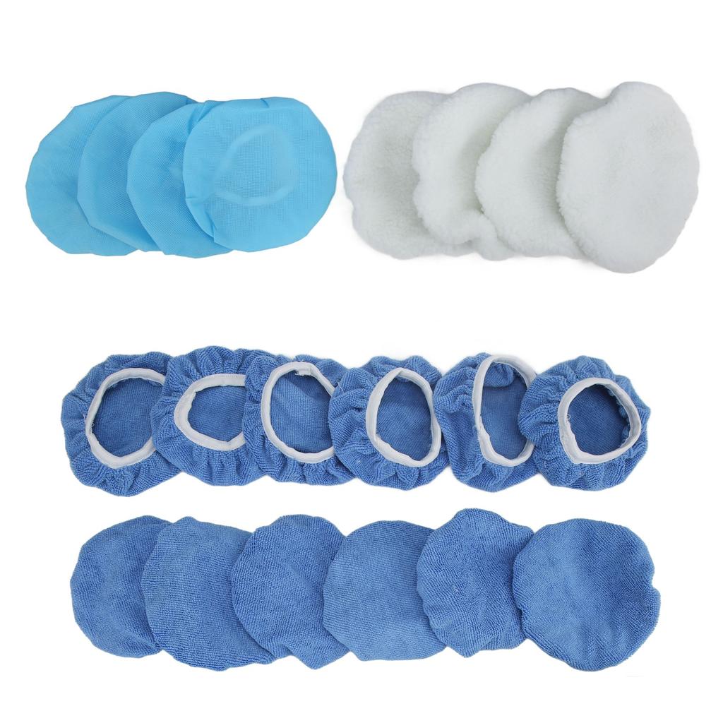 20 Pieces 6in Car Polisher Pad Polishing Buffing Bonnet Set Microfiber for Cars Motorcycles Ships