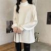 Black Long-sleeved Base Shirt for Women In Autumn and Winter Plus Velvet Inner Wear Loose Thickened Solid Color T-shirt Top