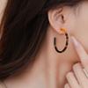Retro Hong Kong Style Acetic Acid C-shaped Earrings Stud Earrings Temperament Earrings Simple Earrings Women